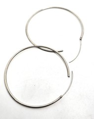 Extra large thin vintage sterling silver 1 and 7/8ths” inch threaded hoop earrin