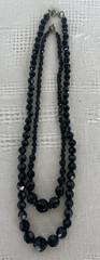 Two Vintage Black Glass Graduated Sized Beaded Necklaces-18″ & 14″ Nice Jewelry!