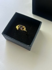 Vintage Purple Cubic Zirconia Ring Gold Plated Womens Size 10