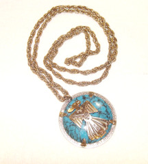 Bell Trading Nickel Silver Simulated Turquoise Thunderbird Pendant 30″ Necklace