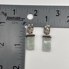 Vintage Asian 925 Sterling Silver Jade Dangle Post Earrings “FU” Good Luck