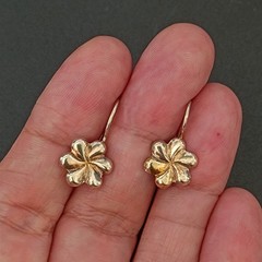 Vintage Soviet Gold Wash 875 Silver Earrings USSR Russian Floral Dangle Vermeil
