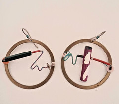 Eve Kaplin Vintage Post-Modern Abstract Memphis Style Kinetic Earrings!