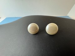 Vintage Signed NAPIER White Ball Round Shape Clip-On Earrings