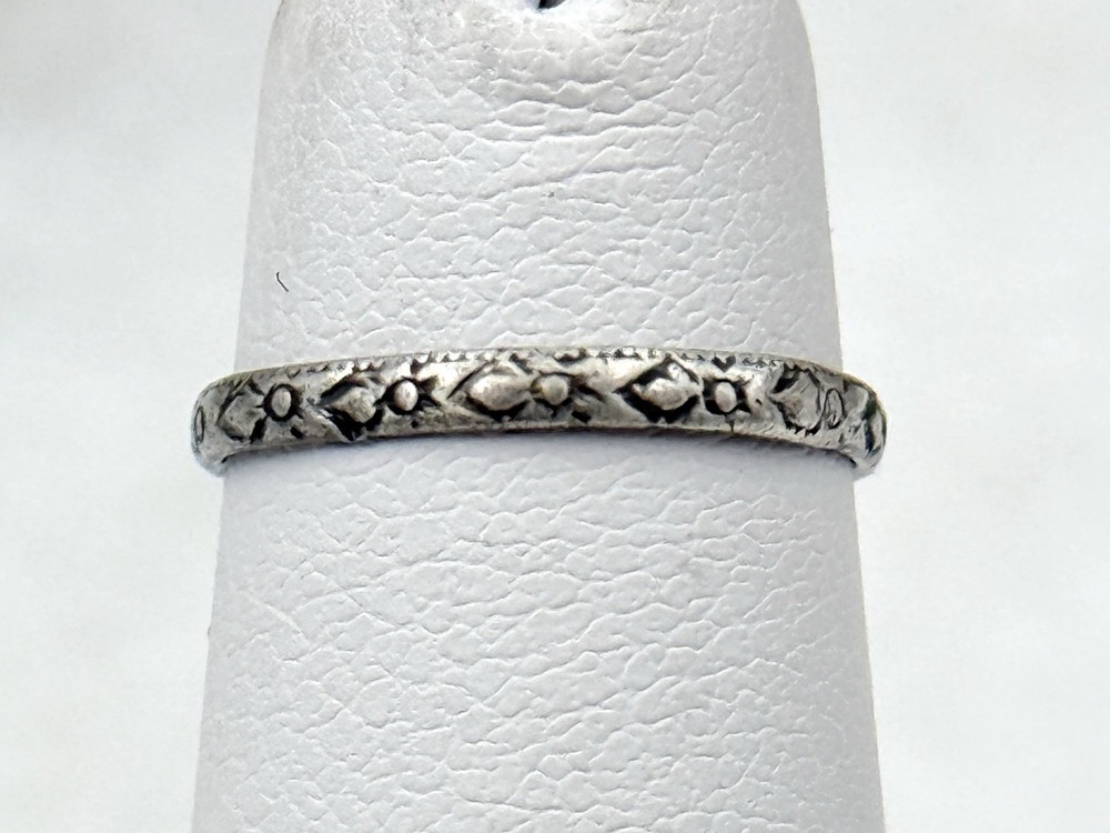 Antique Sterling Silver Babies Birth Ring Band Blossom Sz 1.5 2mm￼