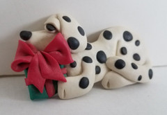 Vintage Dalmatian Dalmation Spotted Puppy Dog Brooch Lapel Pin Polymer Clay