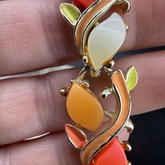 Vintage Thermoset Necklace Orange Yellow Red Bright Spring 16″