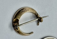 Victorian Gold Filled Crescent Moon Forget me Knot Ivy Leaves Honeymoon Brooch