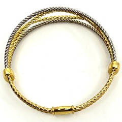 Vintage Two Tone Twisted Cable Multi-Strand Bangle Bracelet Gold Silver Tone