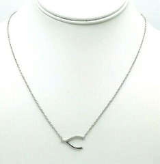 Vintage Stainless Steel Channel Set CZ Wishbone Necklace