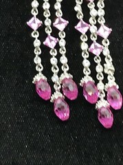 Vintage 925 Sterling Silver Pink Topaz Cubic Zirconia Earrings