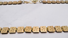Antique 12k Yellow Gold Silver Book Sandwich Reversible Chain 18″ Necklace #110