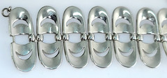 MCM Vintage Monet Signed Rhodium Finish Openwork Statement Bracelet Book Piece