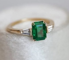 Art Deco Antique 3.60 Ct Natural Emerald Vintage Wedding Ring 14K Yellow Gold FN