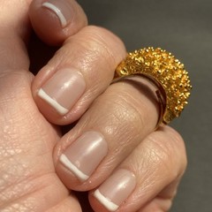 Vintage Cocktail Ring Estate Jewelry Pre-owned Sea Urchin Dome Gold Plated Sz 7