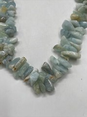 Vintage Marbled Blue Aquamarine Stones For Crafting 16” 124g