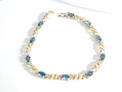 Sterling Silver 925 Natural Heated London Blue Topaz Tennis Bracelet 8″