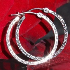 10k white gold earrings 0.80″ hand carved diamond cut hoop handmade 0.66g