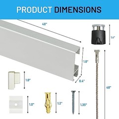 AS Hanging 8ft Gallery & Picture Rail System Set (2x4ft Rails) Matte Silver
