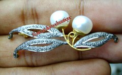 LATEST ANTIQUE ROSE CUT DIAMOND 0.66ct & SILVER 925 PEARL VINTAGE BROOCH JEWELRY