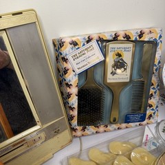 Assorted Vintage & Classic Vanity Bundle Wooden Jewelry Armoire Brushes Mirrors