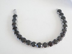 Sterling Silver 925 Natural 50tcw Black Spinel Tennis Bracelet 8″