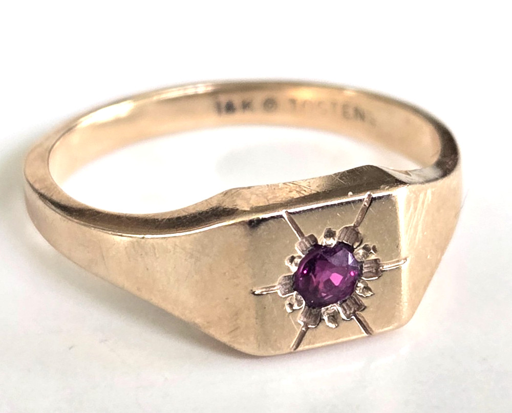 Vintage 14K Jostens Ruby Spinel Signet Style Ring Size 6.25 2.76grams