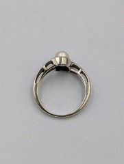 Nevada Silver Mines Vtg Sterling Silver Pearl & White Topaz Bypass 925 Ring Sz 7