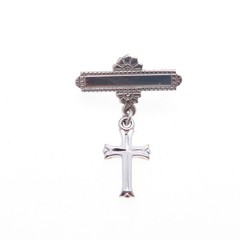 MARATHON 925 Sterling Silver Antique Art Deco Cross Medal Pin Brooch