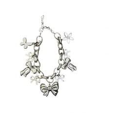 Vintage Bowknot Silver Plated Pendant Bracelet