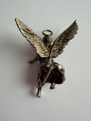 Beautiful Vintage Sterling Silver Guardian Angel Pendant Cubic Zirconia 20 Grams