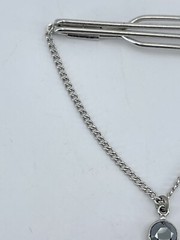 Tie Clip bar Miners Pick Axe & Shovel pave set Spinel silver tone