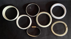 * Bracelets Lot of 9 Bangles White Wood Leather Metal Plastic Retro