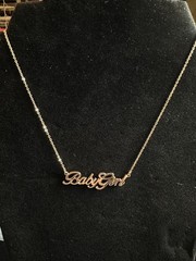 Vintage Baby Girl 17” Necklace and 2.5” Earrings Gold Tone 2 Pieces Set