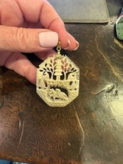 Vintage Pendant Carved Bovine Bone