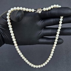 Vintage Cultured Pearl Sterling Silver Clasp Necklace & Bracelet Set