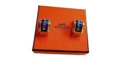 Hermès Cloisonné Enamel Womens Gold-Tone Luxury Fashion Clip On Earrings