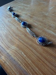 Vintage 14k white Gold-Filled Sentiment bracelet with simulated star sapphires
