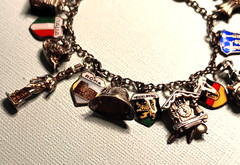 European Travel Silver Charm Bracelet & 17 Charms, 925 to 800 Silver, Some Rare