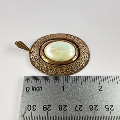 Vtg Genuine Copper Pendant Victorian Gothic Revival Moonglow Lucite Cabochon