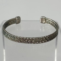Vintage Bohemian Sterling Silver 925 Italy Woven Open Cuff Bracelet 7” 13.2g