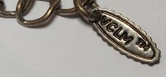 Chunky VCLM Signed Necklace Metal & Glass Beads Zebra Inspired Center 14-17″