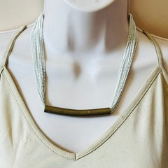 Modernist Ball chain multi Scoop Necklace VTG Distressed Designer AKS Statement