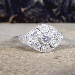 1920s Art Nouveau Style LabCreated Diamond Edwardian Engagement 14K Gold FN Ring