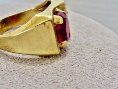 VINTAGE 10K YELLOW GOLD FILLED NEW OLD STOCK 70’S RED CLEAR STONE RING SIZE 525
