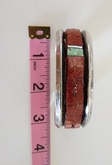 Vintage Sterling Silver Red Coral Turquoise Cuff Signed by D. Nightengale 1970s