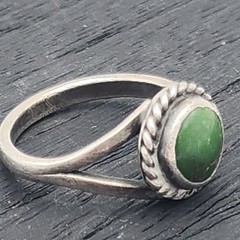 Vintage Sterling Silver Green Turquoise Ring Split Shank Sz 5.5 Southwest Matrix