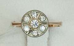 Vintage Original Rose & White Gold Ring with Cubic Zirconia 585 14K Lviv 1990