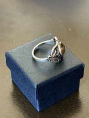 Sterling Silver Vintage Style Filigree Mood Ring + Color Chart & Box Size 9.5