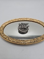 Vintage R Tennesmed Sweden Brooch Pin Viking Ship Pewter 1970s